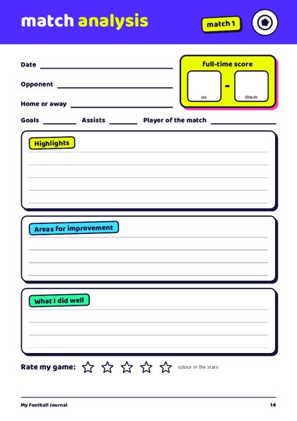 A page from inside My Football Journal
