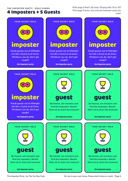 A page from inside The Imposter Party