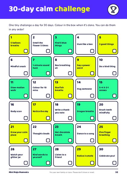A page from inside Mini Mojo Moments