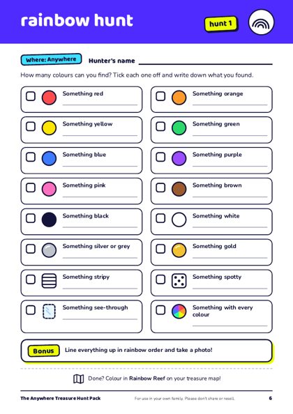 A page from inside The Anywhere Treasure Hunt Pack