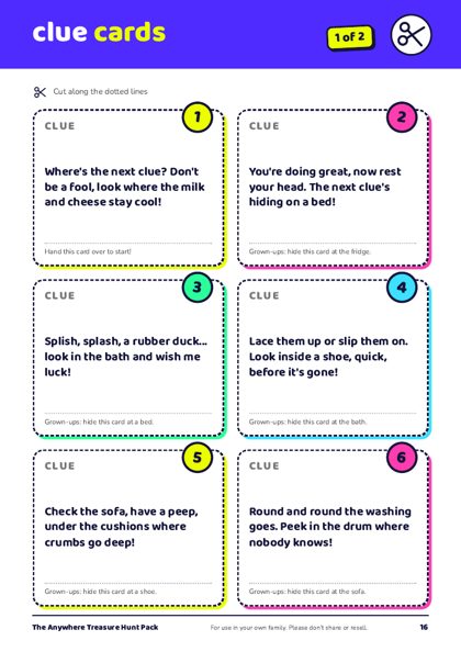A page from inside The Anywhere Treasure Hunt Pack